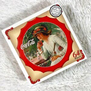 Vintage Coca-Cola Nostalgia Tennis Lady 64pc Bottlecap Shaped Mini Jigsaw Puzzle